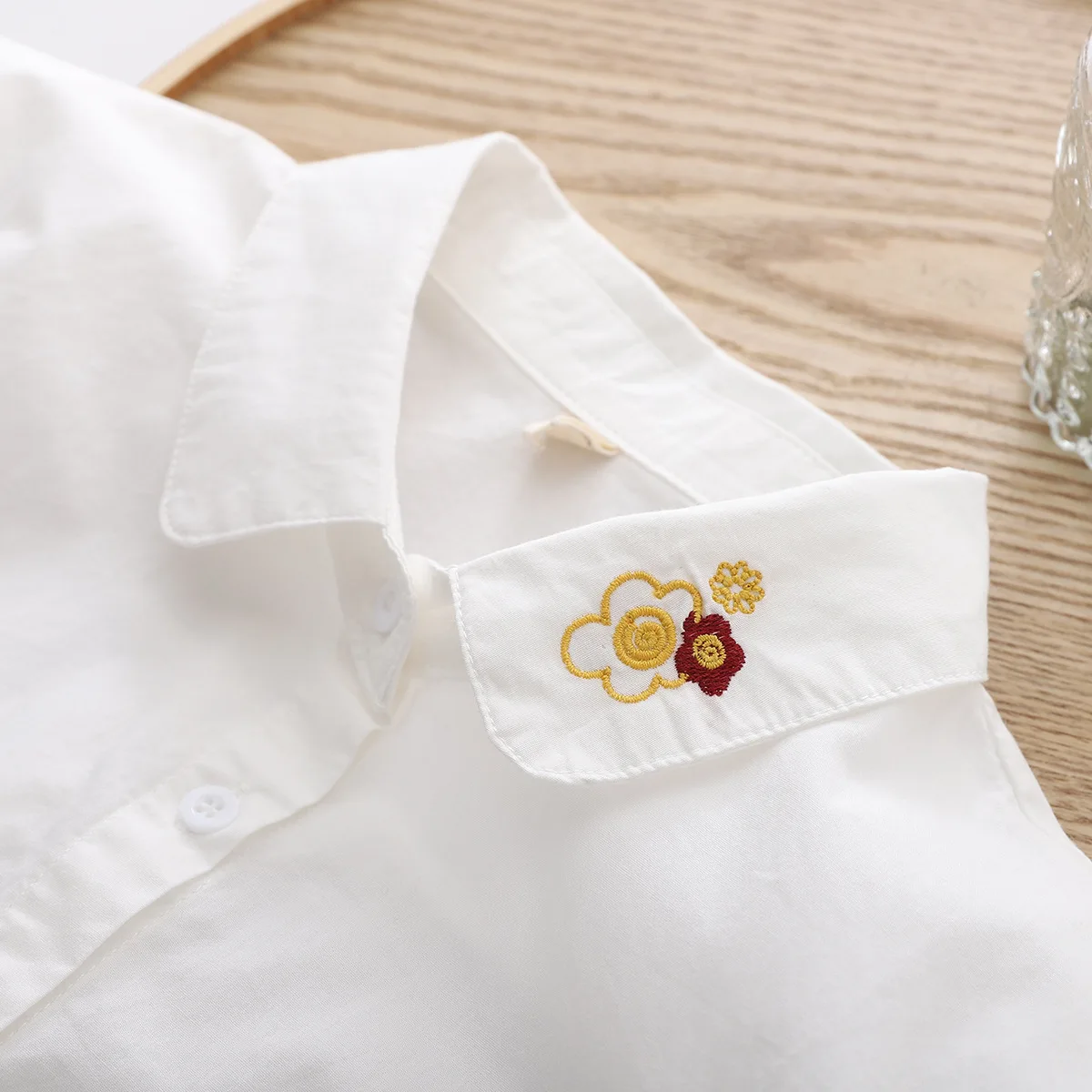 New Spring Cotton Embroidery Shirt Women Lapel Long Sleeve Literature Tops Girl OL Fashion Sweet Blouses 2024 Autumn T43980QC