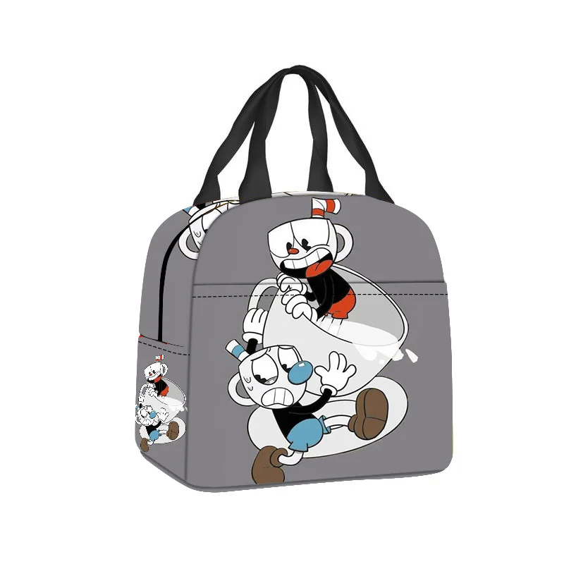 

Cartoon Popular Cool Cuphead Student Work Lunchbox Thermal insulation Food Lunch Bag 3D Printed Portable Handbags Ice Bags