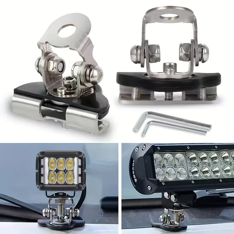 2 مجموعة العالمي LED ضوء العمل الطرق الوعرة هود حامل مشابك مساعد جبل قوس اكسسوارات السيارات مضيئة #4