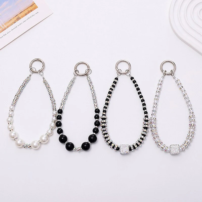 1 Pcs Fashionable Luxury Handmade Beaded Mobile Phone Chain With Diamonds Universal Lanyard Anti-lost Phone Case Charm