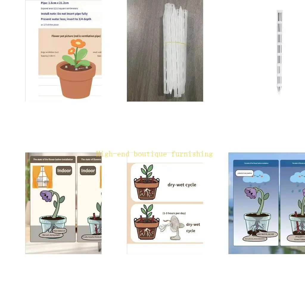 L9NB Pointed Plant Care Tube for Potted Plant Use, Plastic 21.2 x 1.6 Aeration Insert for Home Gardening and Container Soil