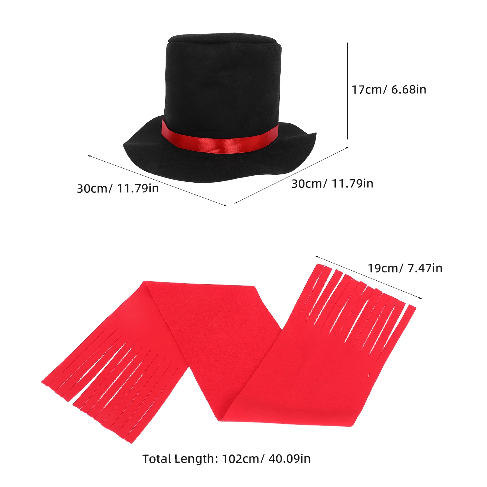 Kit de vestir de muñeco de nieve, gorro de Navidad, bufanda, vacaciones de invierno, traje de Cosplay, accesorio de disfraz, vestido elegante de muñeco de nieve, 2 uds.