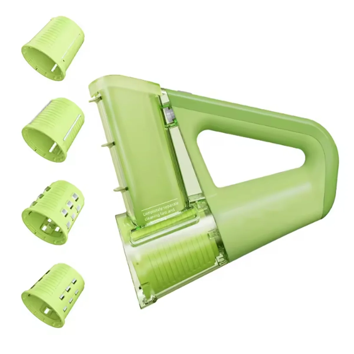 

A71P Electric Cheese Grater Portable Salad Maker with 4 Different Shapes of Blades 40W Electric Rotary Slicer Shredder Green