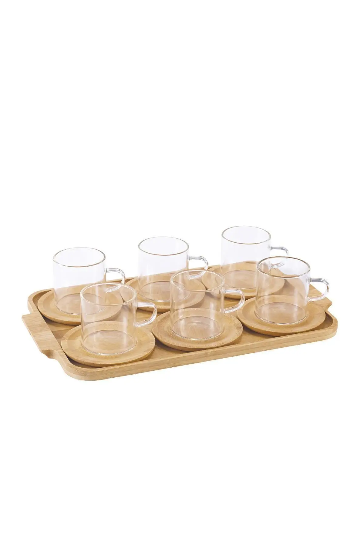 

DOLBOVI Enjoy 6lı Bamboo Tray Mini Glass Mug Tea Takımı English Tea Glass Cup