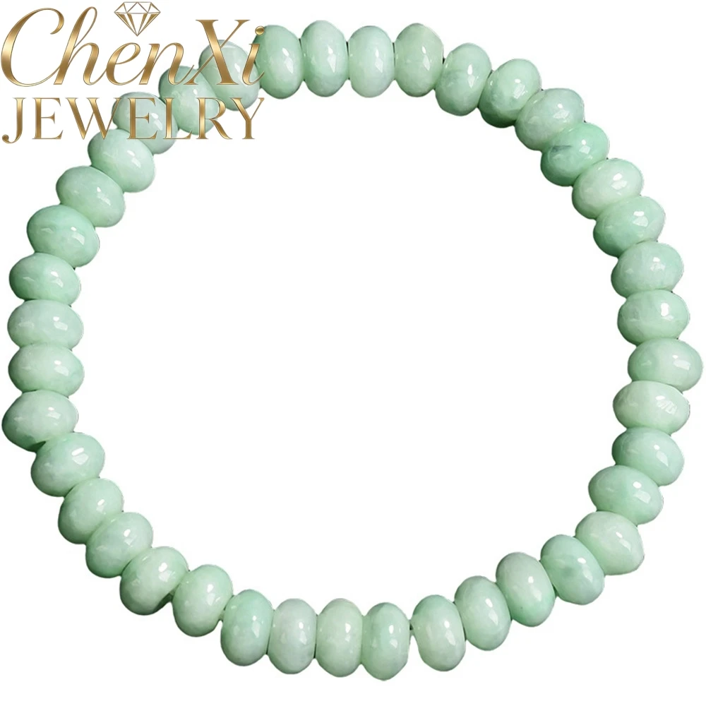 

High-End Simple Natural A-Grade Ice-Grade Jadeite Counting Board Bead Bracelet Best Selling Fine Jewelry Gift Natural Stone