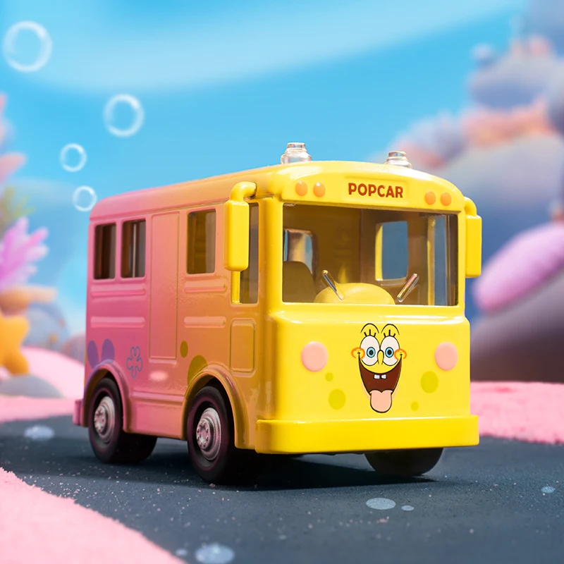 POP MART-caja misteriosa de vehículos de la serie de coches turísticos Bob Esponja, de 9 piezas caja ciega, juguete de coche POPMART, 1 unidad