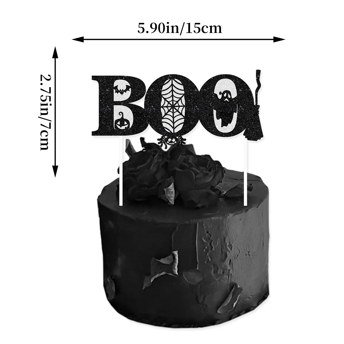 Black Halloween Cake Decoration,Black Happy Halloween Cake Insert,Black Skull,Crow Cake Inserts,Black Boo Insert