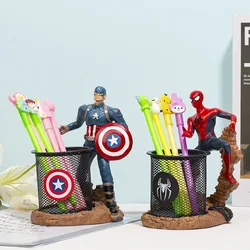 Marvel Spiderman Pen Holder Creative Student Stationery Desktop Storage Resin Pen Container Brush Pot Home Office Supplies Gifts