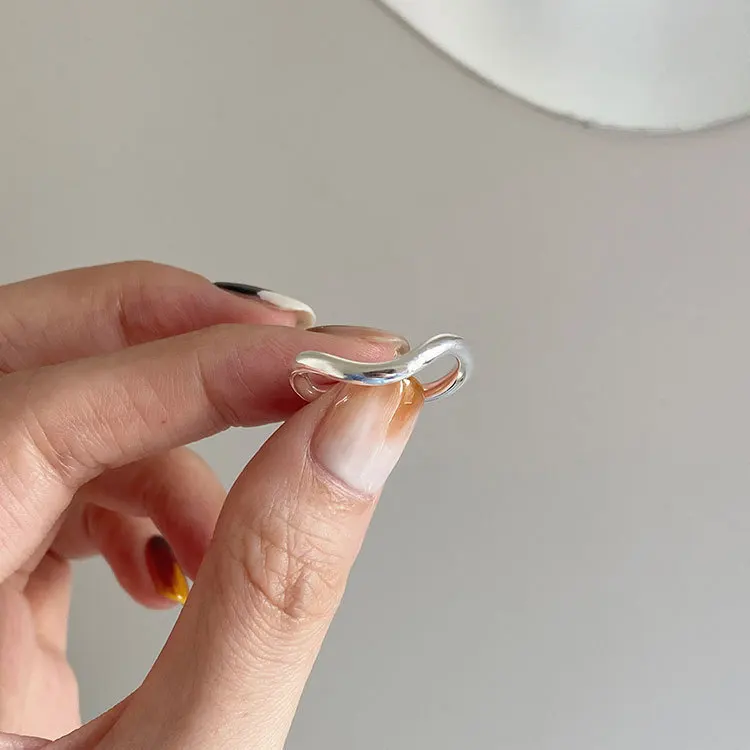 Offene Ringe aus 925er-Sterlingsilber mit gewellter Linie für Damen und Herren, eleganter Luxus-Schmuck, Accessoires, Großhandel mit Schmuck – Detail 1