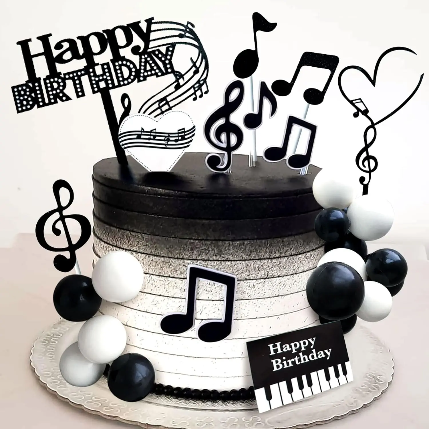 Rock Music Cake Topper Guitar Cake Toppers Music Notes Balls Cake Decorations for Musician Birthday Party Rock Theme Party