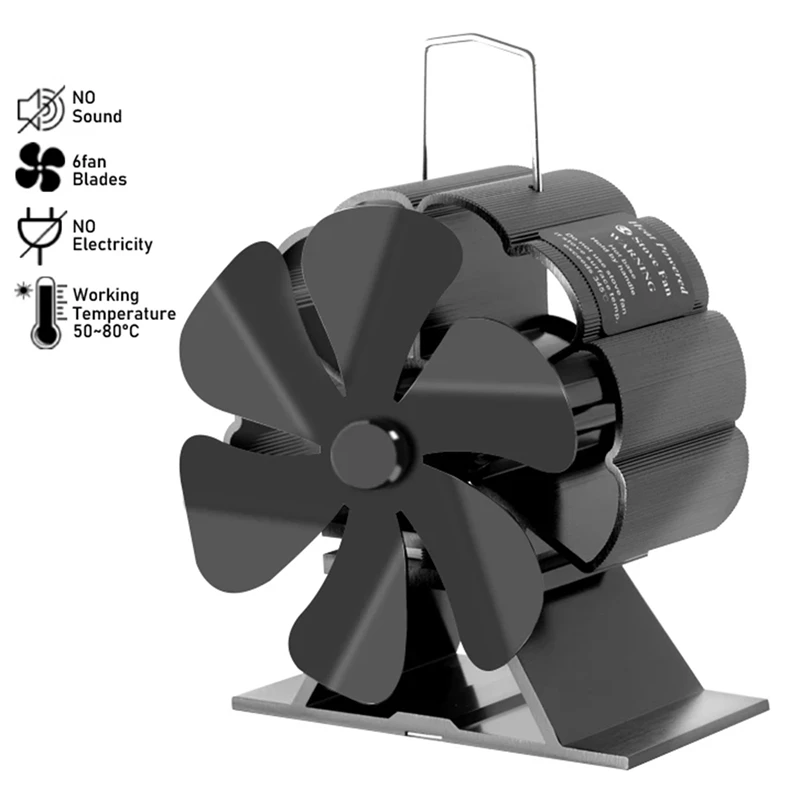 Ventilatore per stufa alimentato a calore bruciatore a legna per camino nero ventilatore silenzioso ecologico distribuzione efficiente del calore domestica