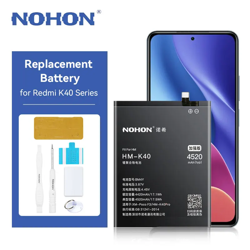 Аккумулятор NOHON BM4Y BM56 для Redmi K40 K40Pro K40, сменный игровой Аккумулятор для Xiaomi Redmi K40 POCO F3 с бесплатными инструментами