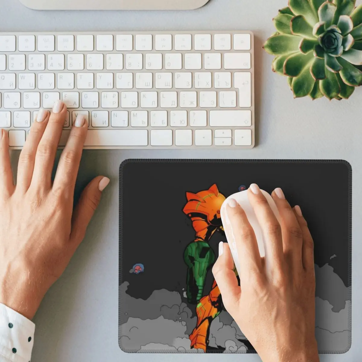 لوحة ماوس Metroid Samus Aran Prime Hunter لوحة مفاتيح الكمبيوتر ماوس حصيرة الألعاب المحمول حصيرة مكتبية ملحقات المكتب مفارش الطاولة #2