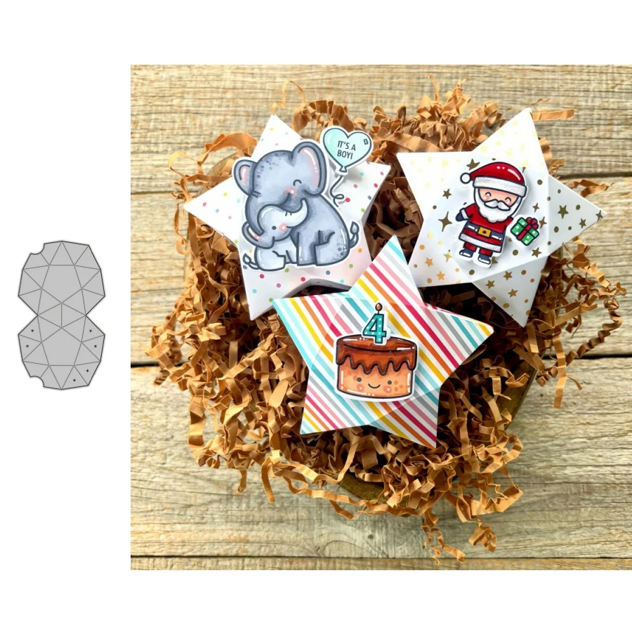 2026 Neue Faltbare Stern-Schalter-Box Metall-Stanzformen für DIY Scrapbooking, Kartenherstellung, Schablonen, Prägung, Basteldekoration