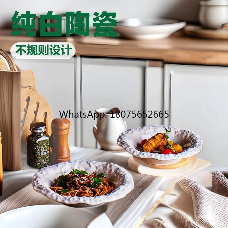 Rock pattern plate household ceramic flat plate tableware ins style plate