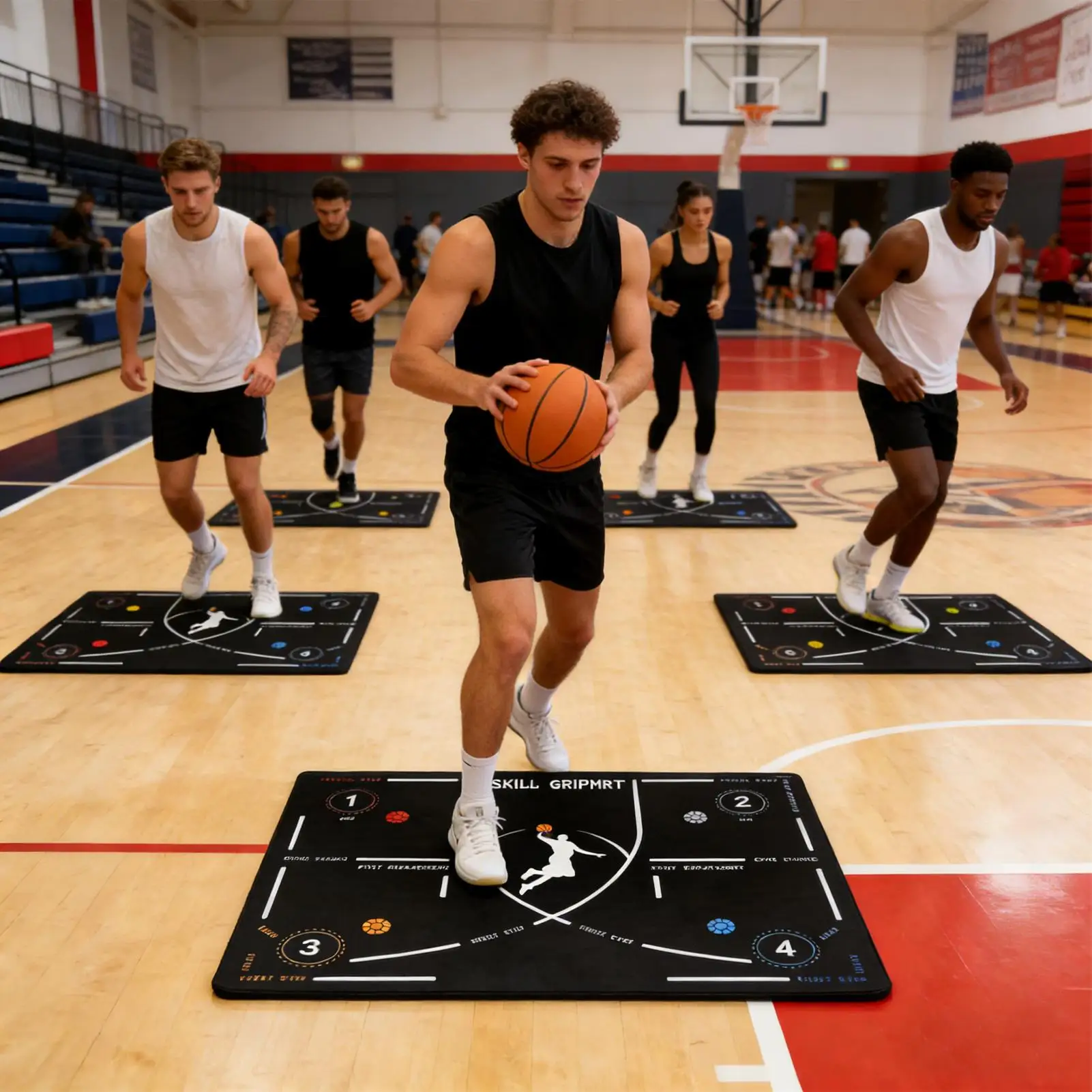 

Баскетбольный коврик для капель, свернутый нескользящий бесшумный коврик для тренировок, баскетбольный коврик для дрели для семьи, друга, начинающих, любителей пятен