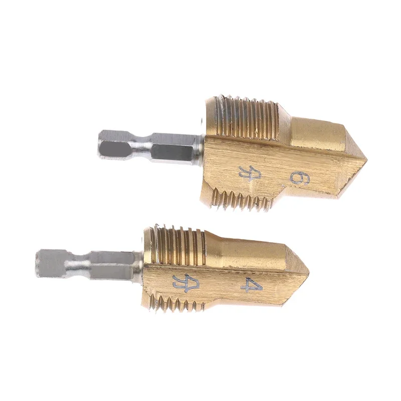 1/2pcs 4/6 Point PPR Water Pipe Drill Bit Hexagonal Handle Hole Opening Step Drilling Punching No Slipping