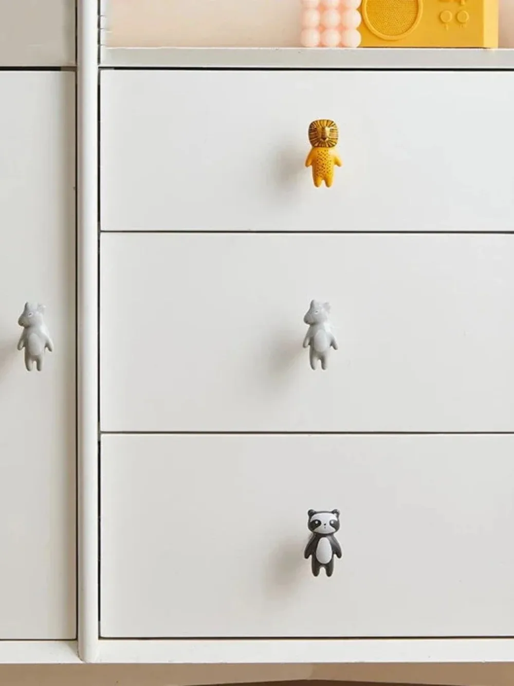3pcs Children's Room Ceramic Resin Furniture Handles Cartoon Cabinet Handles Drawer Knobs Animal Shapes Kids Cabinet Handles
