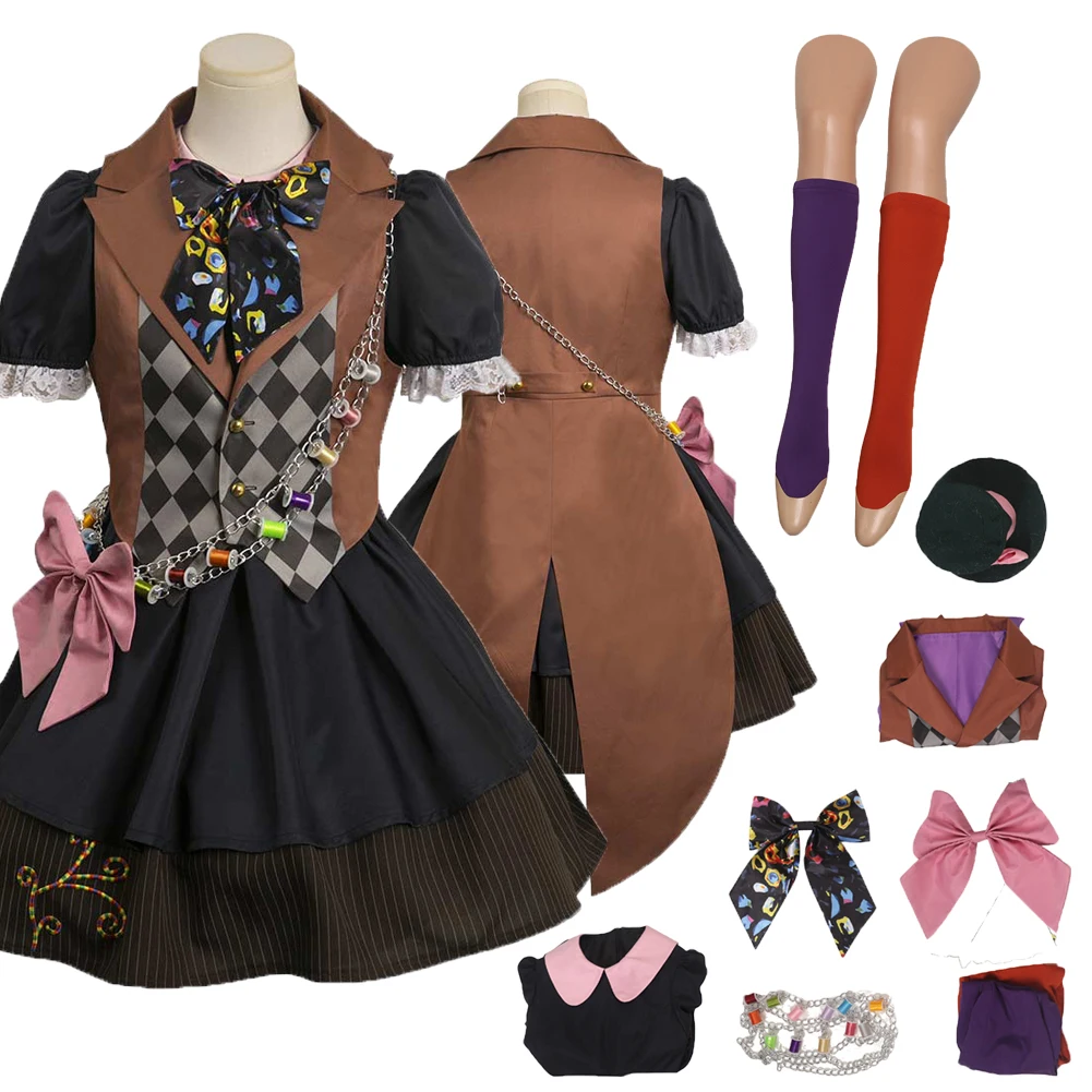 

Movie Alice Tarrant Johnny Mad Cos Hatter Cosplay Costume Hightopp Outfits Adult Girls Roleplay Halloween Party Clothes