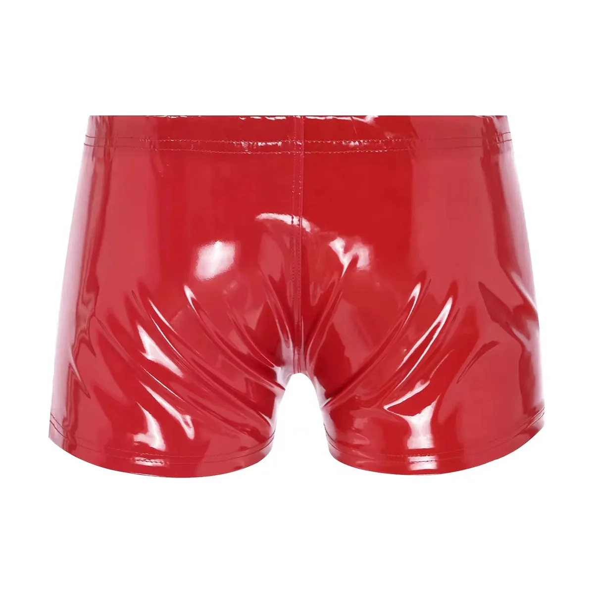 Plus Size Mens Sexy Open Crotch Leather Short Pants For Sex Shiny Latex Shaping Sheath Fetish Boxer Underpants Bulge Pouch Sexi