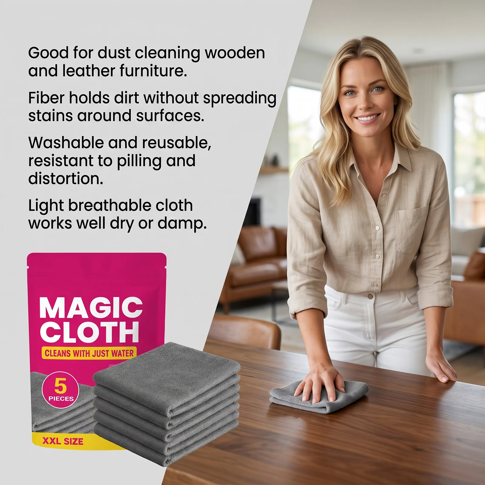 Panos de limpeza mágicos, 5 pe - Glass Cleaner Streak avaliação e preço