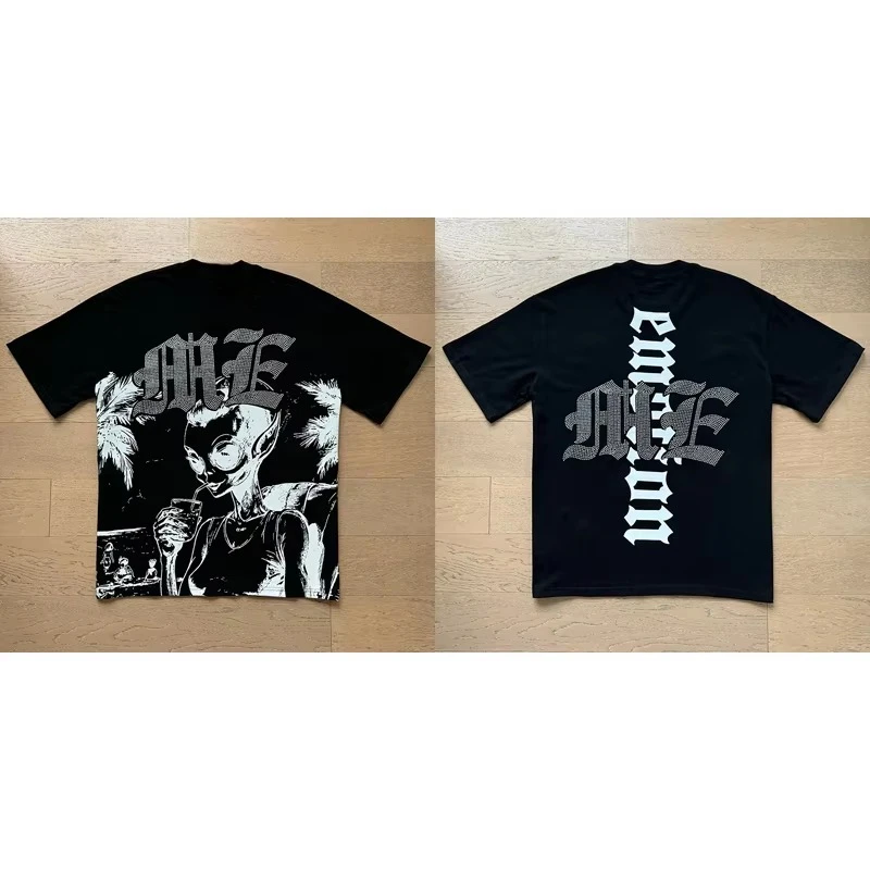 2026 Modemarke MIXED EMOTION T-Shirts für Männer und Frauen, Paar-Streetwear mit Engel-Print, Sommer-Top, Rundhals, Kurzarm – Detail 4
