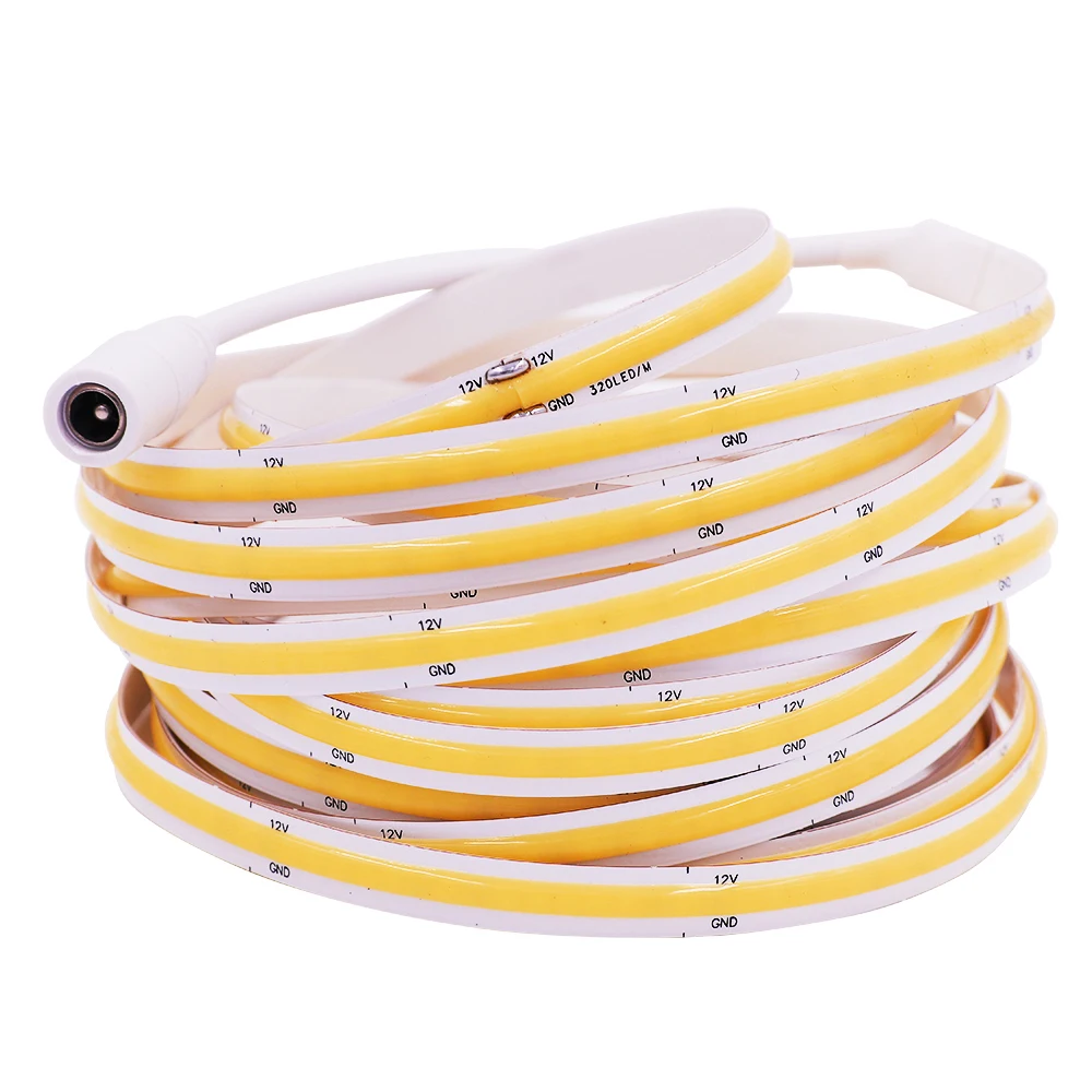 12V Wifi LED COB Strip Light Dimmable Power Kit US EU UK Remote Control 320LED 528LED 384LED Linear Lighting Flexible Led Tape