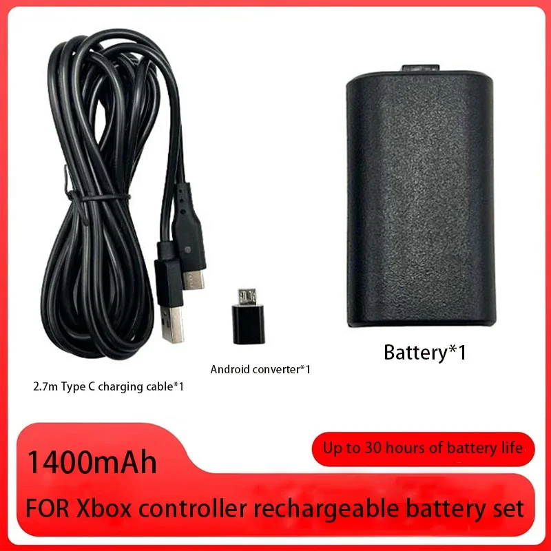 

Сменный аккумулятор емкостью 1400 мАч для беспроводного контроллера Xbox One, геймпада с зарядным кабелем типа C, перезаряжаемая батарея