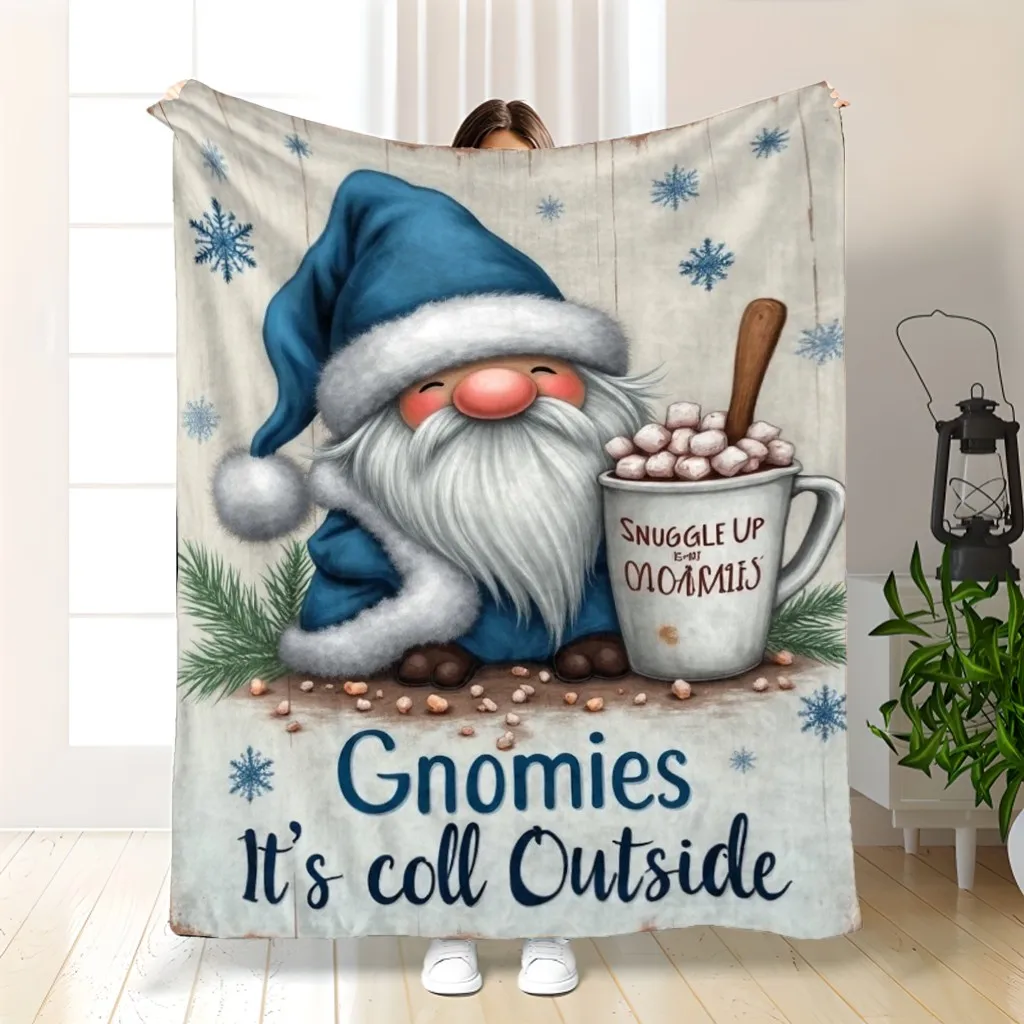 

Local Extra Large Gnome Flannel - 280GSM Snowflake Print 30x40-60x80in Anti-Pilling Machine Washable Winter Bedspread