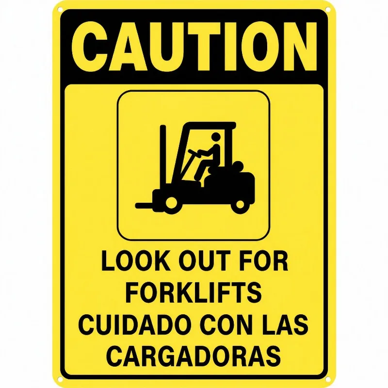Caution Look Out for Forklifts Warning Sign Factory Warehouse Wall Security Warning Slogan English Spanish Logo Wall Sticker