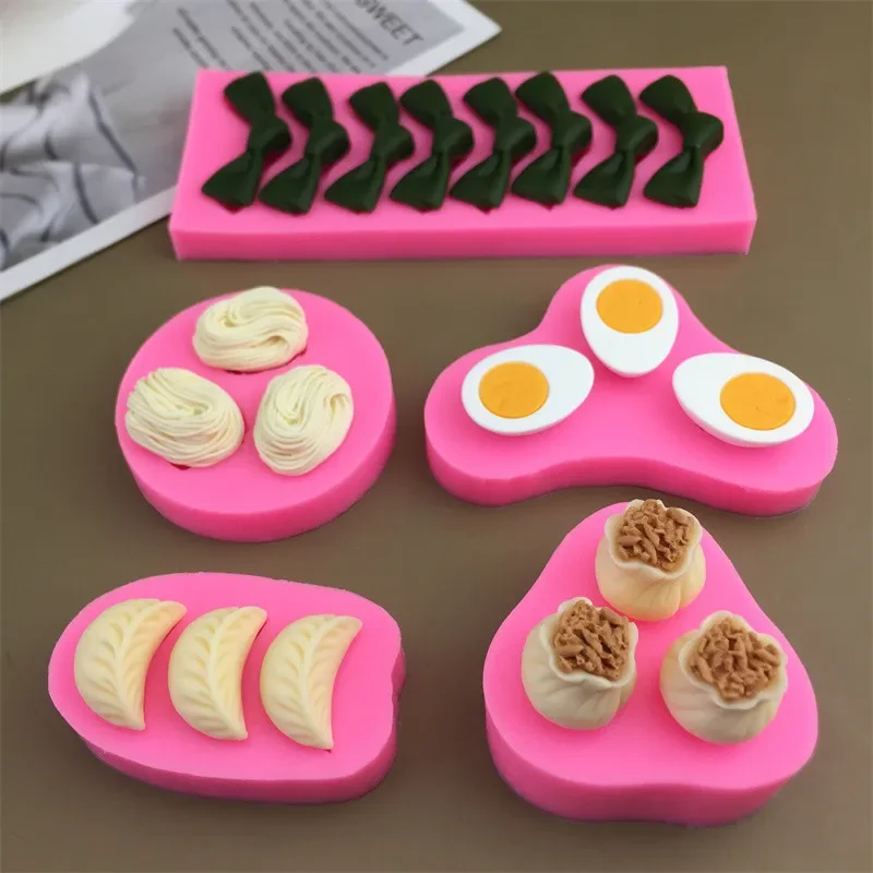 Dumplings Eggs Noodles Roasted Wheat Seaweed Knots Handmade DIY Homemade Chocolate Food Cake Baking Silicone Mold