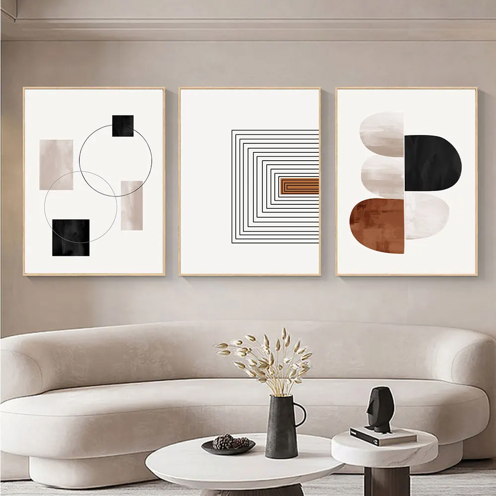 White Black Line Art Canvas Prints Geometry Abstract Wall Art Decorative Posters for Living Room Nordic Bedroom Decor