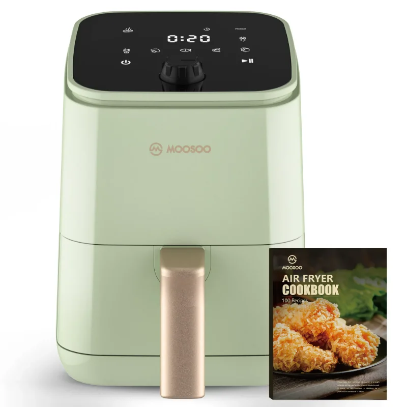 Innovative Touchscreen Air Fryer by Moosoo - 2 Quart, Healthier Fried Foods, 8 Presets for Fries/Chicken/Snacks