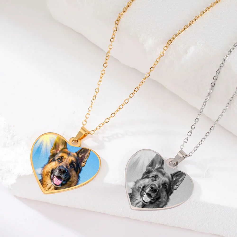 COOLTIME مخصص صورة قلادة الفولاذ المقاوم للصدأ شخصية مخصصة طباعة صور قلادة قلادة المفاتيح مجوهرات للرجال النساء #5