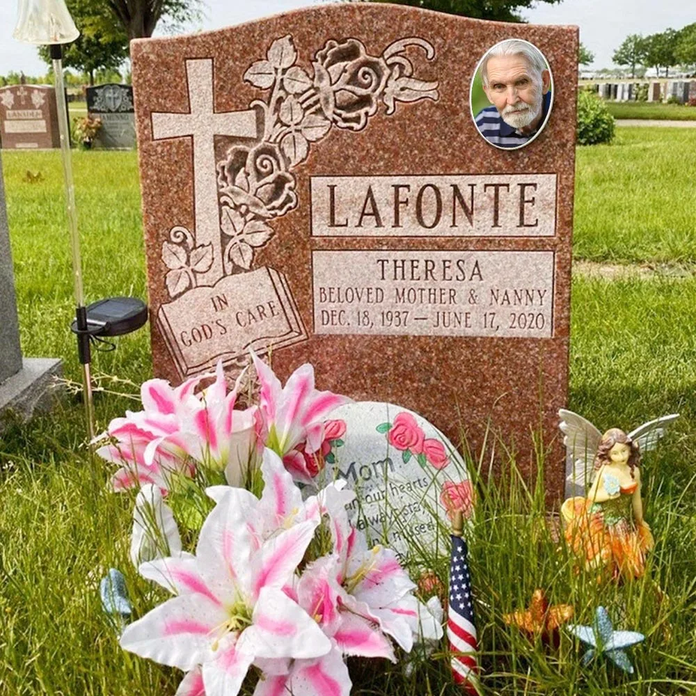 2D Flat Not 3D 1pc Custom Photo Memorial Headstone Tile Personalized Remembrance Gift for Holidays Oval Gravestone Marker - view 3