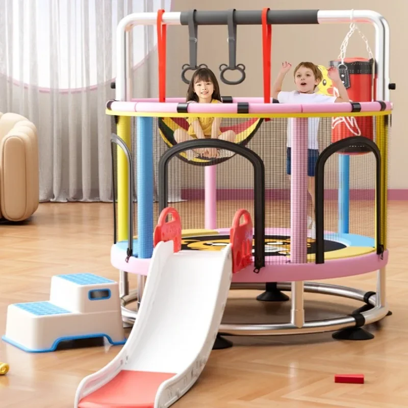 Trampoline, household children's indoor trampoline, small trampoline with protective net slide
