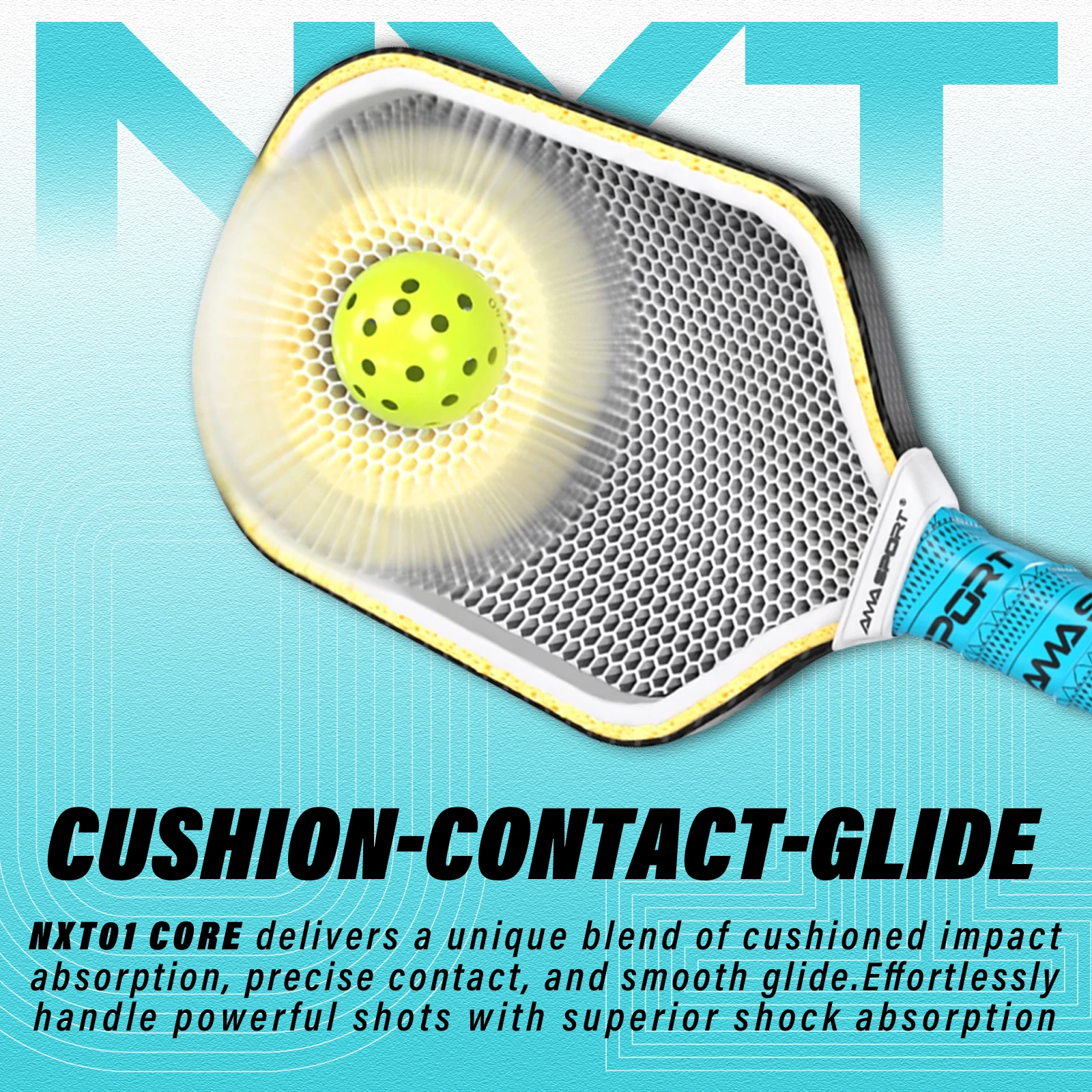 AMASPORT NXT01 Carbon Fiber Pickleball Paddle，USAPA Compliant Approved Hybrid Molecular Foam Racket