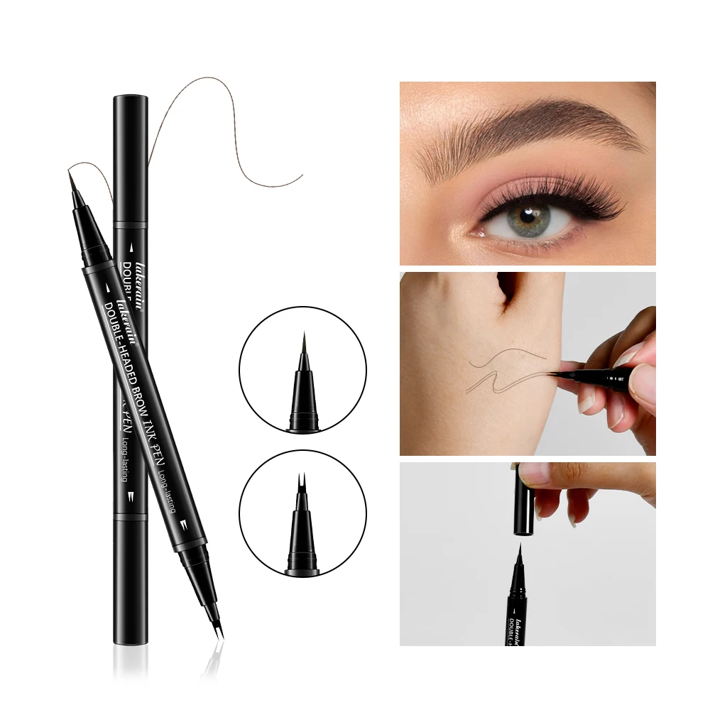 Matita per sopracciglia 2 in 1 Matita per sopracciglia impermeabile Sopracciglia perfette Pennelli per trucco impermeabile Eyeliner per set di penne Marrone