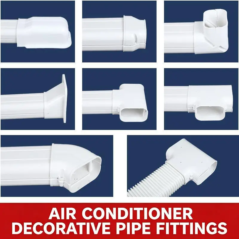 75*65mm Air Cond Lineset Cover System PVC White Coupling End Cap Cover Flat Elbow Easy To Install Wall Entry Mouth Air Cond Pipe