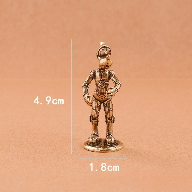 1 PC Copper Craft Antiqued Solid Brass Robot Dog Miniature Small Ornament Study Office Desk Tea Pet Hand Fidget Home Decoration
