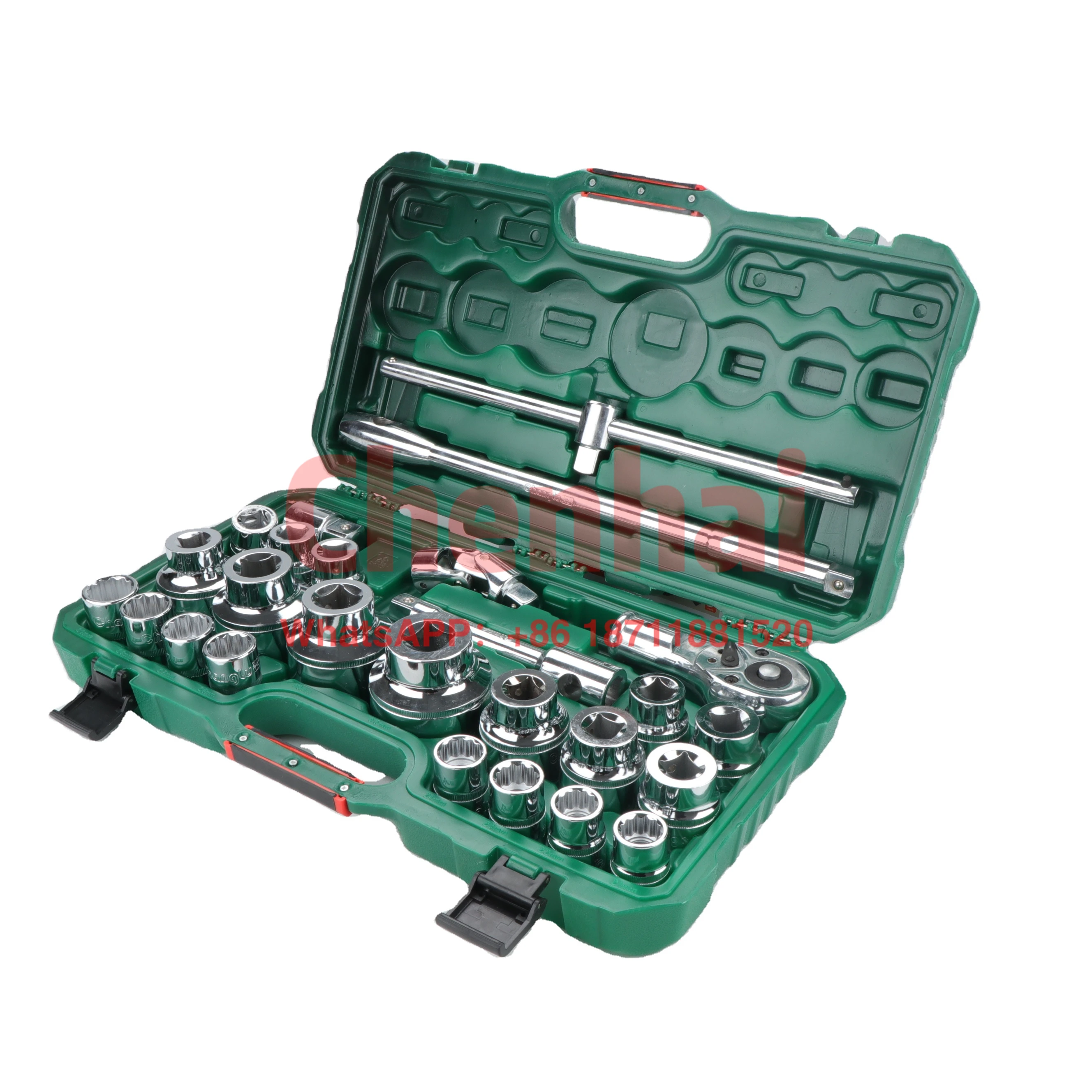 Factory Price Heavy Duty Car Repair Chrome Vanadium  Hand Tool Universal Ratchet Impact Mirror 12 Point Socket set