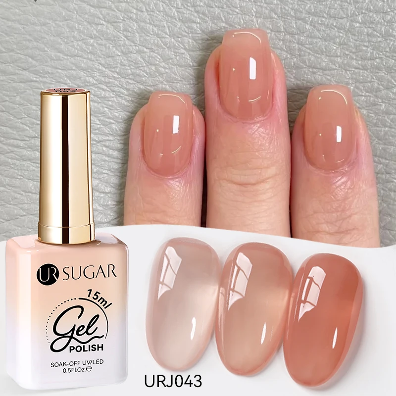 UR SUGAR 15 ml Jelly Nude Gel Nagellack Hellrosa Durchscheinende Farbe Soak Off UV LED Gel Lack Nail Art DIY Mode Maniküre