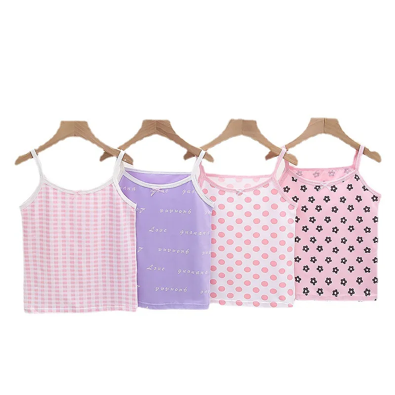 3pcs Children Undershirt Girls Cute Design Singlet Cotton Underwear Tank Soft  Breathable Tank Tops for Baby Girl Size 110-150