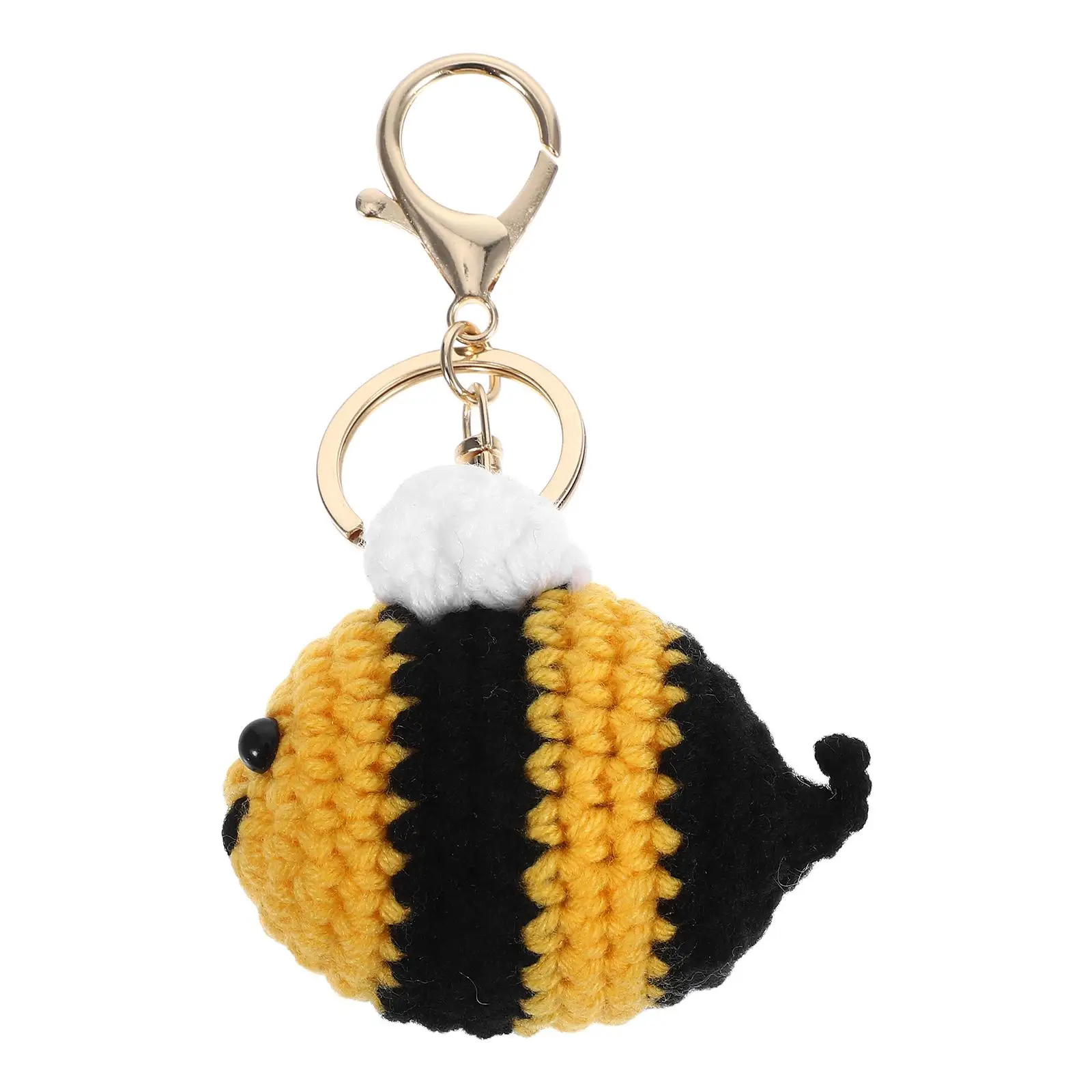 

Creative Little Bee Keychains Handmade Crochet Bee Theme Keyrings Bags Charm Materials Cartoon Design Ideal Gifts Party