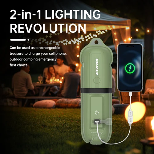 Imagen 2 del producto Lámpara LED 2 en 1, luz de emergencia recargable para exteriores, 2000mAh, IP66, impermeable, inflable, plegable, luz de relleno magnética, carga USB
