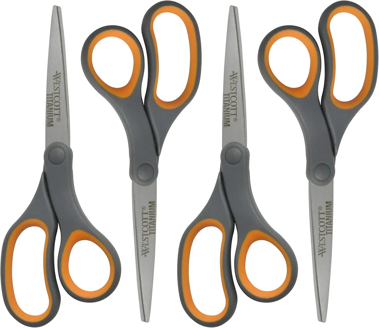 

Ножницы прямые 8 дюймов, титановое покрытие, мягкая рукоятка, серо-желтые, набор из 4 штук для рукоделия и офиса