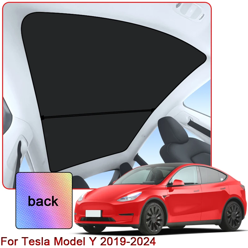 

Colorful Ice Crystal Car Roof Sunshade For Tesla Model Y 2019-2024 Car Clip-on Sunroof Skylight Blind Shading Cover Accessory