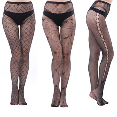 

3 Pairs Women Sexy Fishnet Tights Jacquard Weave Seamless Pantyhose Grid Fish Net Stockings Black Spider Gothic Lace Tight