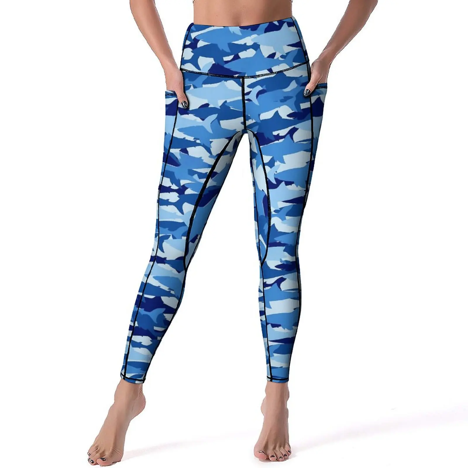 Leggings Push Up Elastic, Estampa Animal, Tubarão Azul, Calças De Yoga De Ginásio, Leggins Kawaii, Legging Esportiva Personalizada, Presente