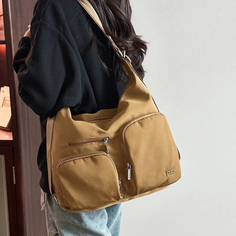 

2025 New Trendy Women's Multifunctional Nylon Shoulder Bags Solid Color Student Casual Backpack Crossbody Bags for Women Travel